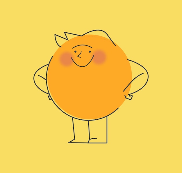 Ilustración de un personaje de dibujos animados púrpura que muestra un estado de ánimo feliz