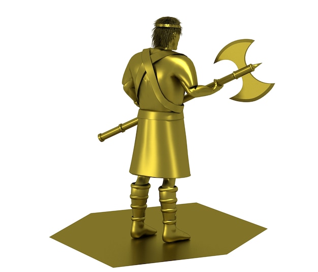 Ilustración de personaje de guerrero de renderizado 3D