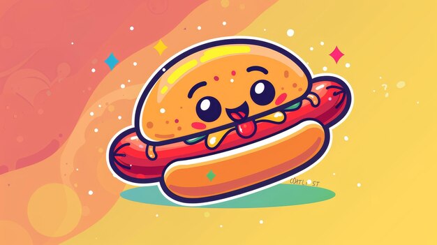 Foto una ilustración de un personaje de hotdog y salchicha en formato moderno