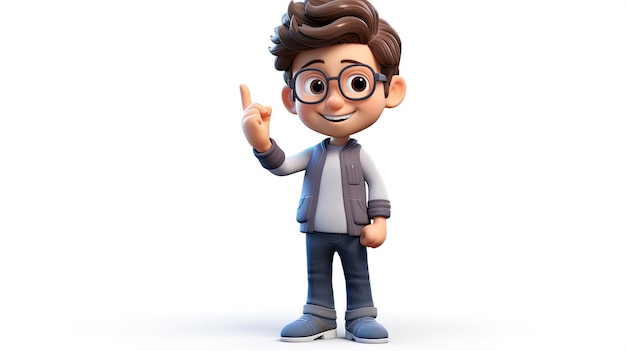 Ilustración de personaje de niño 3D aislado en fondo blanco