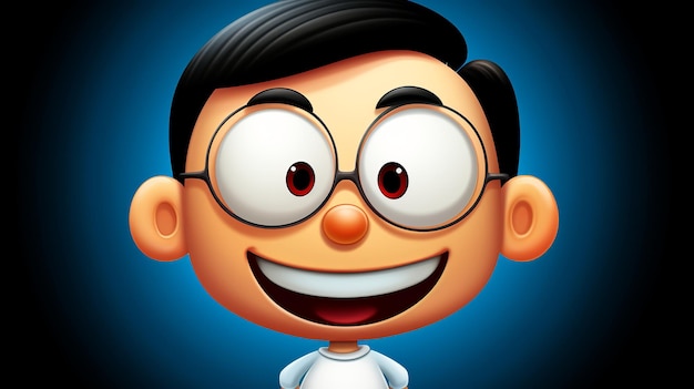 Foto ilustración del personaje de nobita boceto de dibujos animados dinámico generativo ai