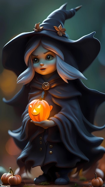 Ilustración de personajes de dibujos animados de brujas en 3D