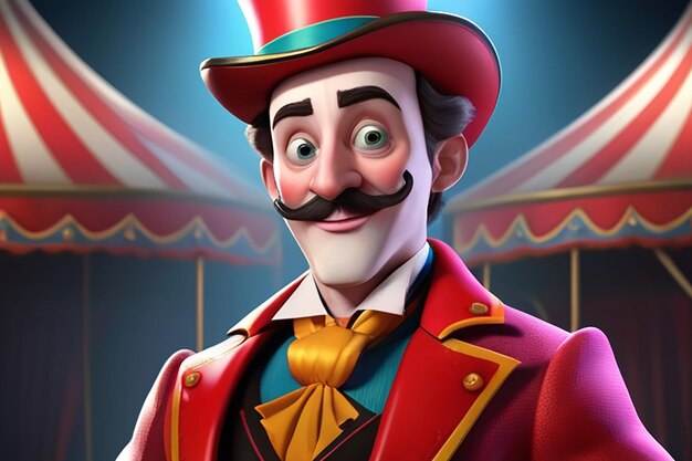 Foto ilustración de personajes de dibujos animados de circus ringmaster