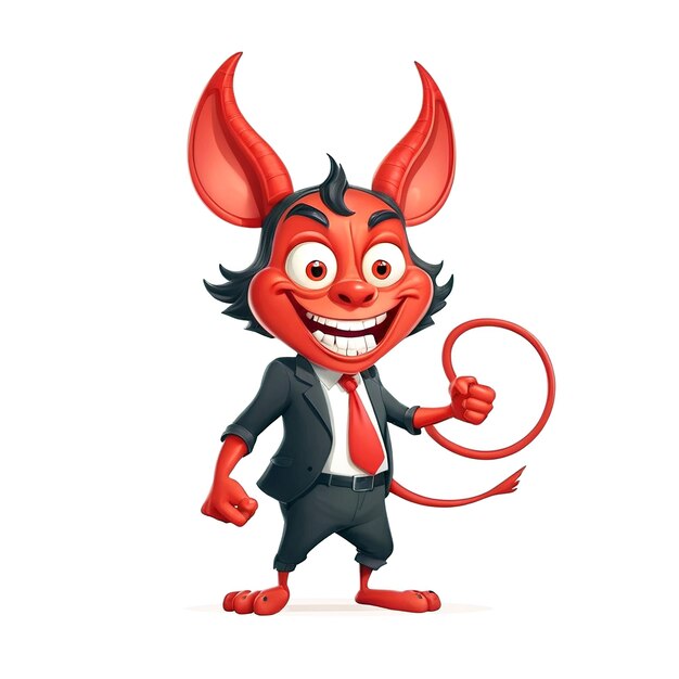 Foto ilustración de personajes de dibujos animados del diablo en fondo blanco