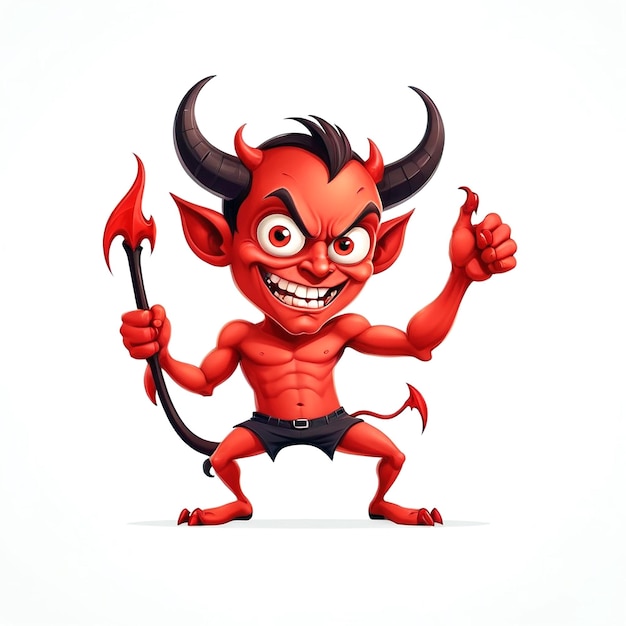 Foto ilustración de personajes de dibujos animados del diablo en fondo blanco