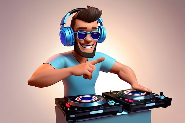 Ilustración de personajes de dibujos animados de DJ