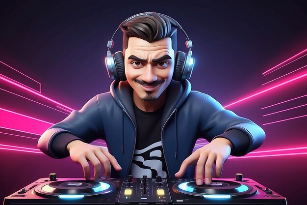 Ilustración de personajes de dibujos animados de DJ