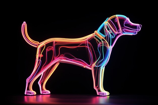 Ilustración de la perspectiva del corte Neon Un perro camina en dos patas Sid Generative ai