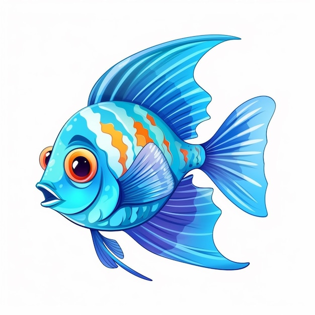 ilustración de un pez azul con una raya amarilla en la cara ai generativo