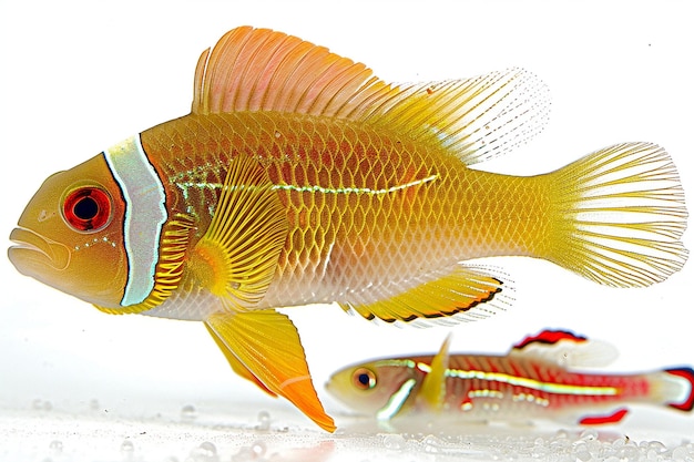 Ilustración del pez payaso de espalda de silla amphipiron bifasciatus