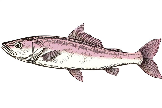 Ilustración de un pez sardina sobre un fondo blanco.