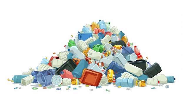 Ilustración de una pila de bolsas de basura aisladas sobre un fondo blanco