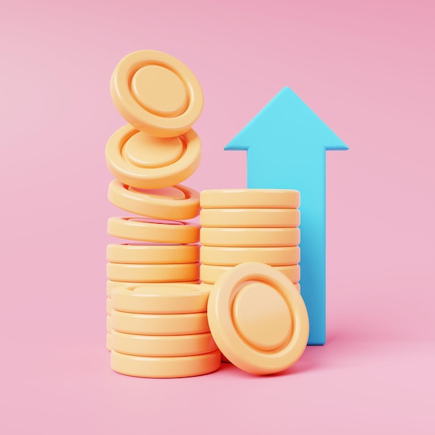 Ilustración de una pila de monedas render 3d