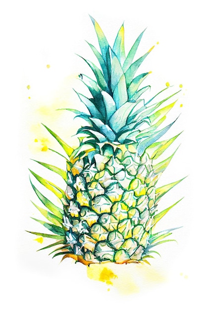 Ilustración de piña en estilo de pintura de acuarela