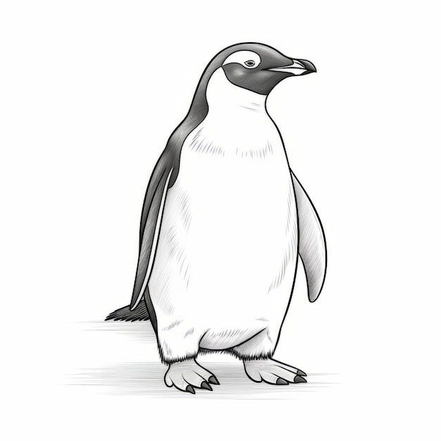 Ilustración de pingüino de sombreado con contornos Uhd Imagen con atribución de Creative Commons