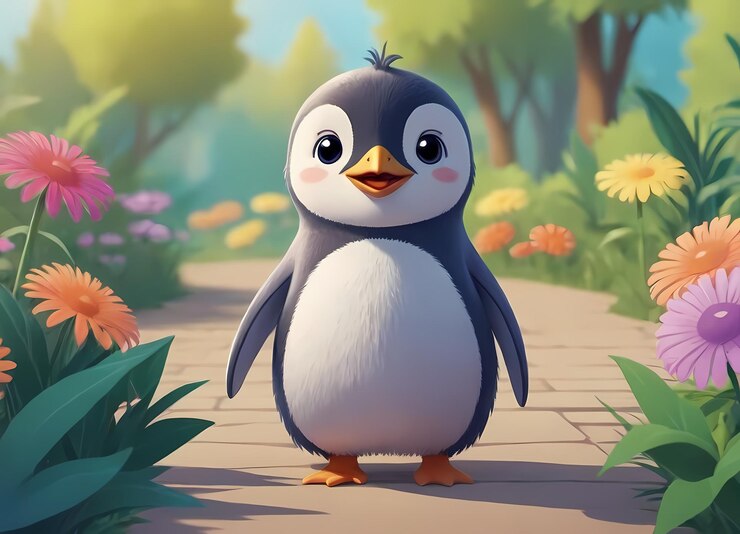 Ilustración de pingüinos lindos para niños