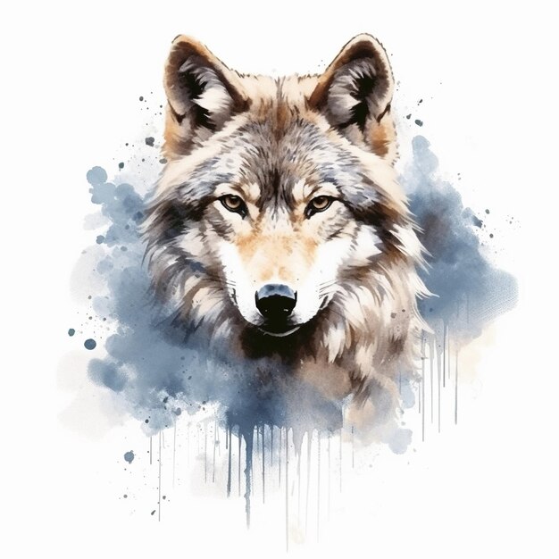 Ilustración de pintura de acuarela de lobo hermoso vector
