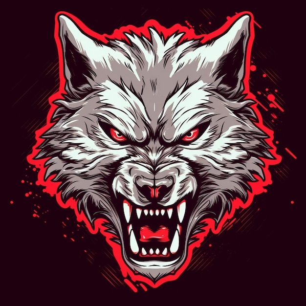 Ilustración de pintura de acuarela de lobo hermoso vector