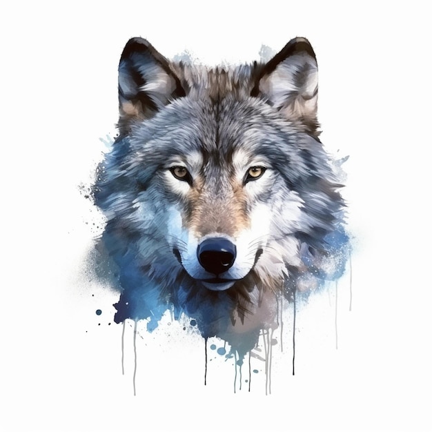 Ilustración de pintura de acuarela de lobo hermoso vector