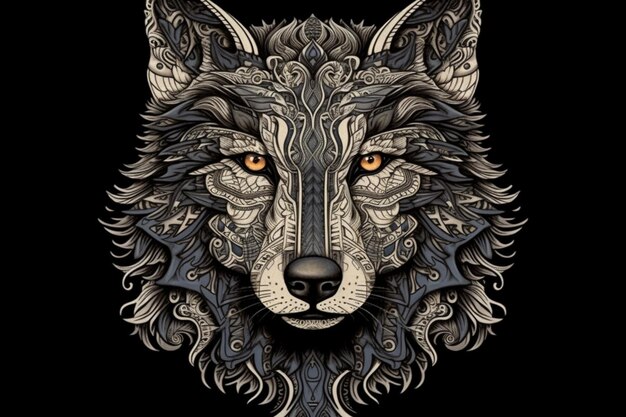 Ilustración de pintura acuarela de lobo hermoso vector
