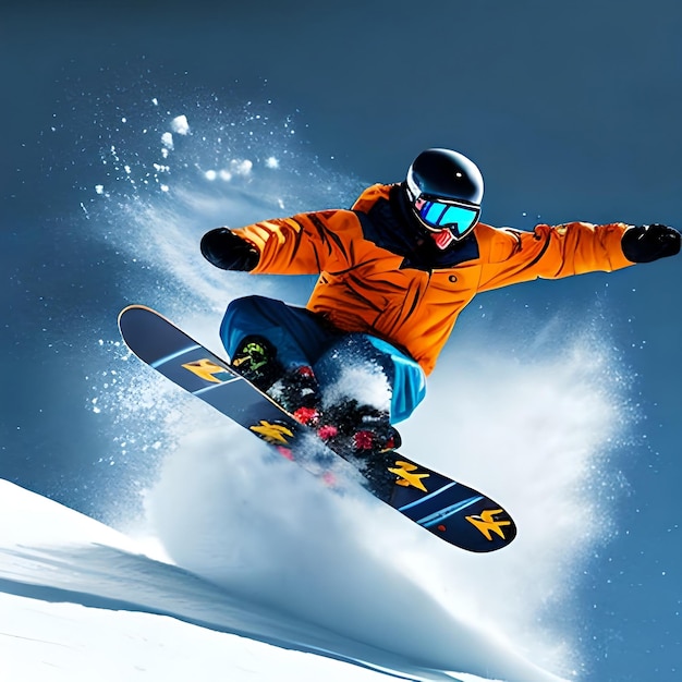 ilustración, pintura, de, snowboarding, blanco, plano de fondo, el, snowboarder, hombre, hacer, un, truco