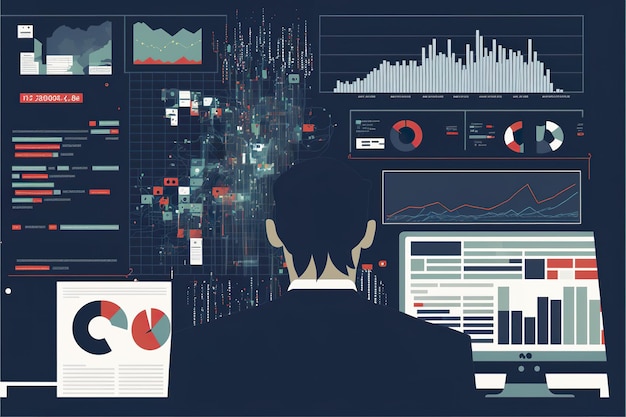 Ilustración plana del analista de datos operativos