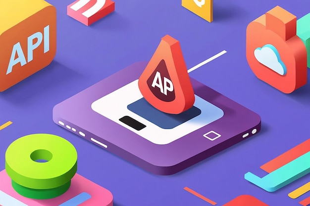 Ilustración plana de la API 3D