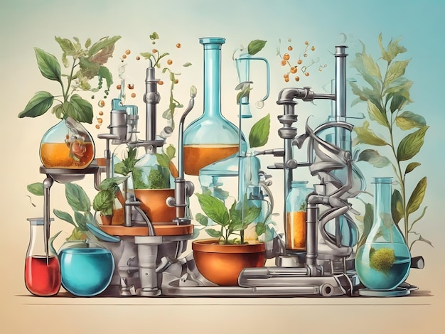 Ilustración plana de la biotecnología