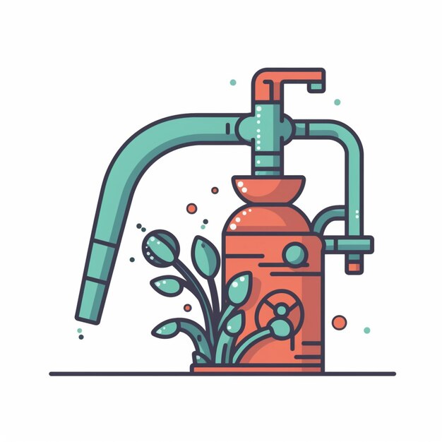 Una ilustración plana de una bomba de agua con un pico.