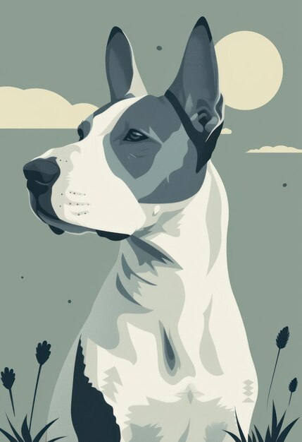 Foto ilustración plana de bull terrier con colores calmantes