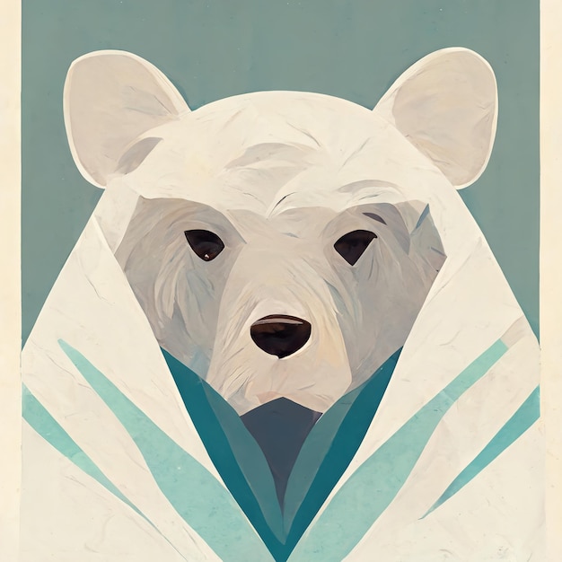 Ilustración plana de cabeza de color de oso polar