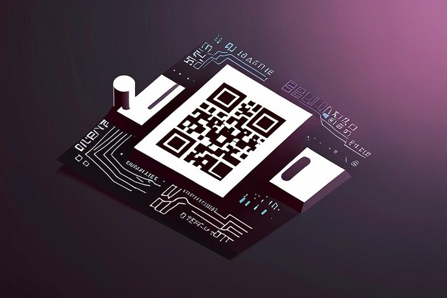 Ilustración plana del código QR 3D