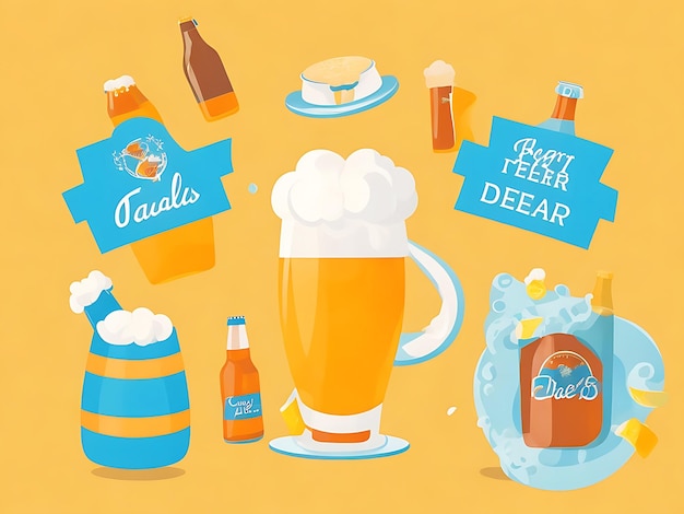 Ilustración plana del día internacional de la cerveza generada por IA