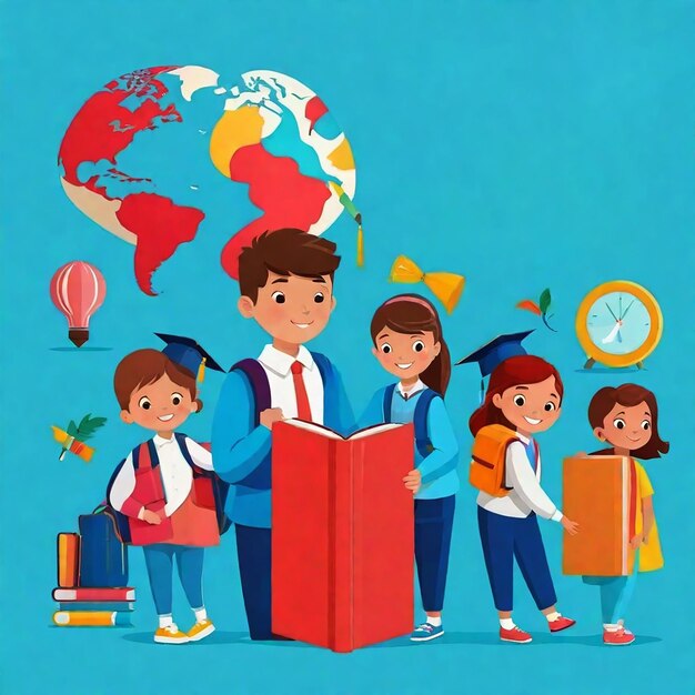 Ilustración plana para el Día Internacional de la Educación