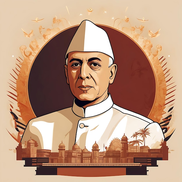 Foto ilustración plana del día de jawaharlal nehru jayanti