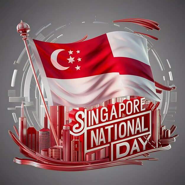 Foto ilustración plana del día nacional de singapur