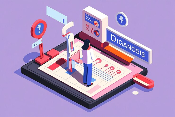 Foto ilustración plana del diagnóstico en 3d