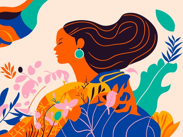 Ilustración plana dibujada a mano en el estilo de Matisse