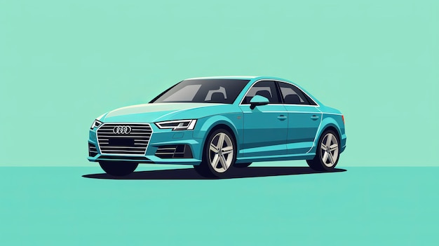 Ilustración plana de dibujos animados de Audi A4 único Generativo ai