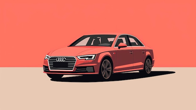 Ilustración plana de dibujos animados de Audi A4 único Generativo ai