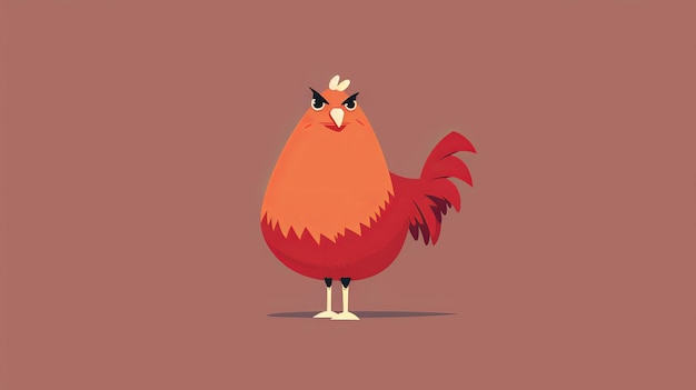 Ilustración plana de dibujos animados de pollo cocido rojo único Gnerative ai