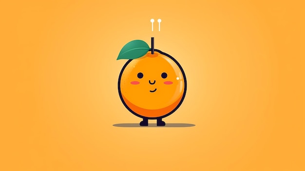 Ilustración plana de dibujos animados de una sola naranja Minima listingl Generative ai