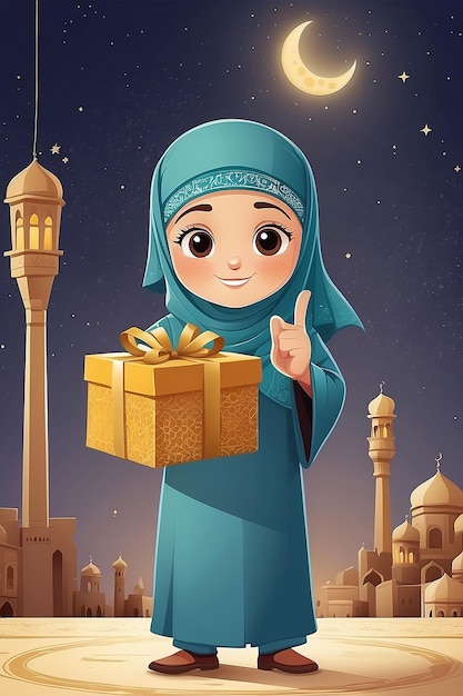 Ilustración plana del Eid al-Fitr y el Eid Mubarak