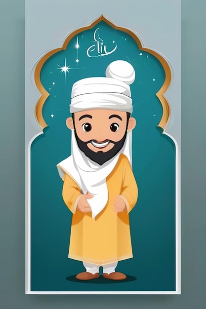 Ilustración plana del Eid al-Fitr y el Eid Mubarak