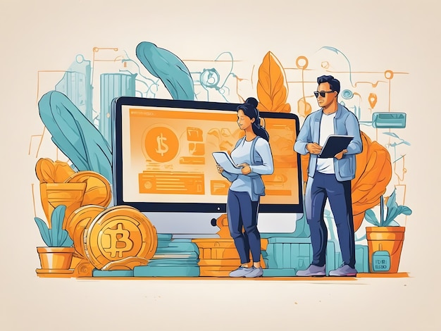 Ilustración plana de las Fintech