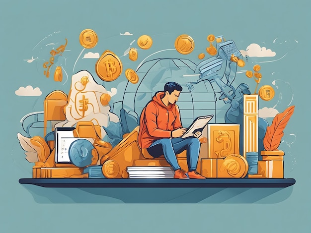 Foto ilustración plana de las fintech