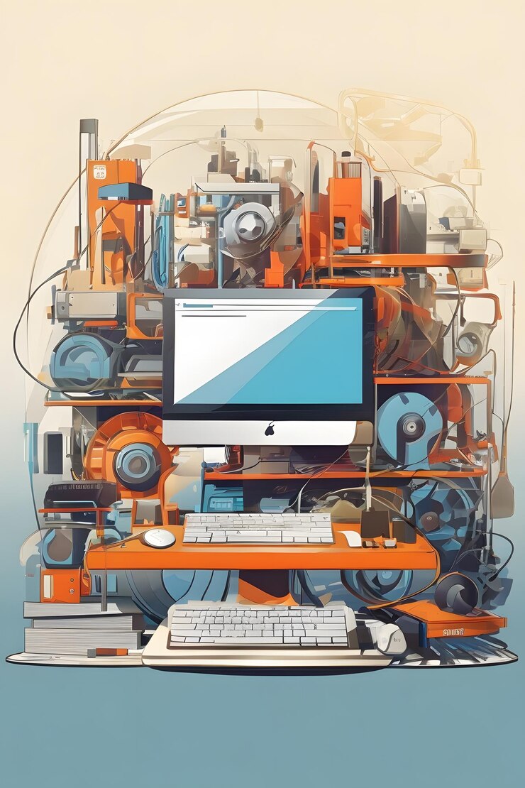 Foto ilustración plana de fondo abstracto de tecnología digital