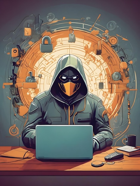 Ilustración plana de fondo de ciberseguridad