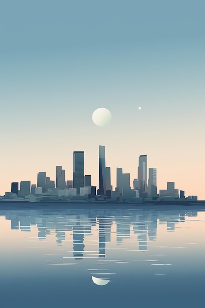 Ilustración plana del horizonte de la ciudad