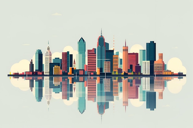 Una ilustración plana del horizonte vectorial de la ciudad de Detroit, Michigan, Estados Unidos